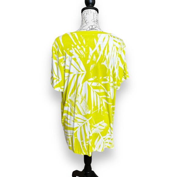NWOT Torrid Plus Super Soft Knit T-Shirt Tropical Palm Lime Punch Crew Top 2X - Picture 5 of 7